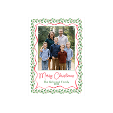  Holly Red Ribbon Holiday Card