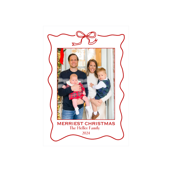 Red Bow Outline Holiday Card
