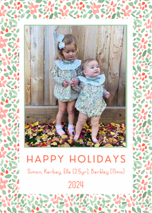  Red Watercolor Floral Holiday Card