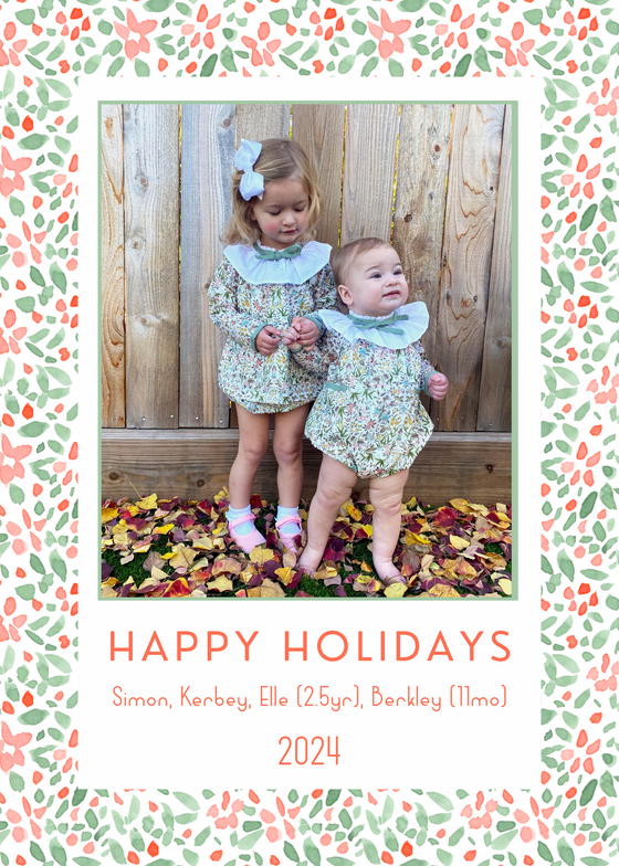 Red Watercolor Floral Holiday Card