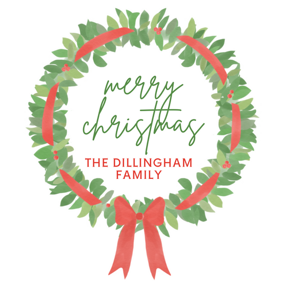 Red Bow Wreath Holiday Gift Tag