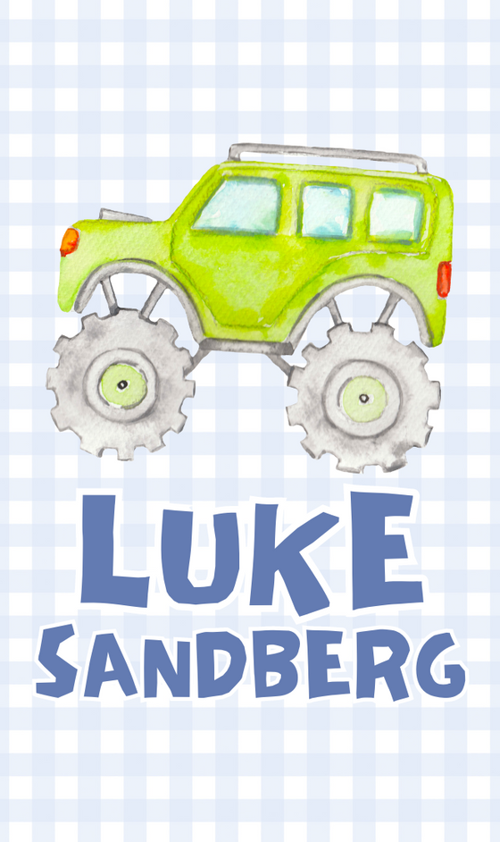 Monster truck bag tag