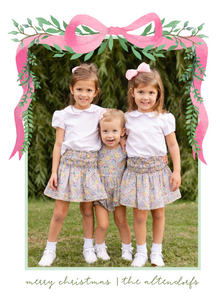  Pink Bow Garland Holiday Card