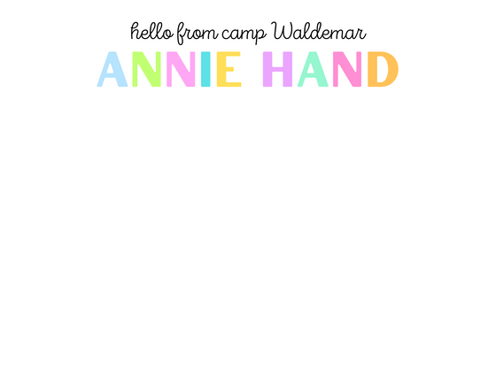 Hello From Camp Rainbow Blank Stationery