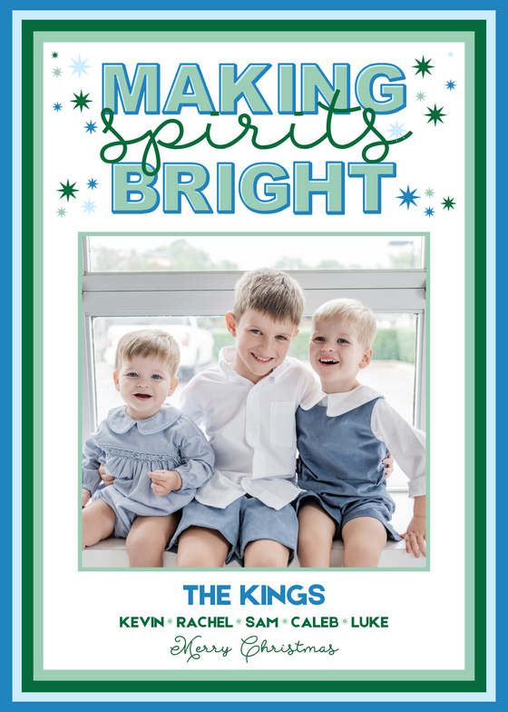 Blue Making Spirits Bright Holiday Card
