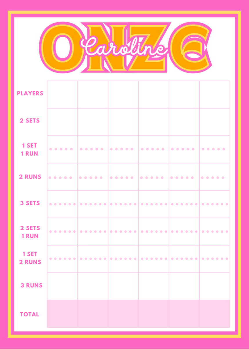 Bright Onze Score Card – Scribbled Designs