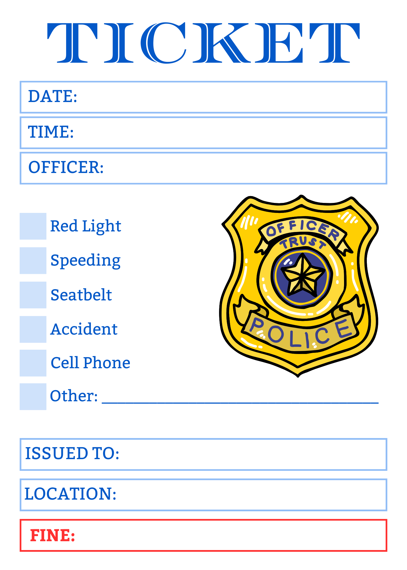 Imaginary Play Police Officer Notepad – Scribbled Designs