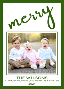  Merry Green Outline Holiday Card