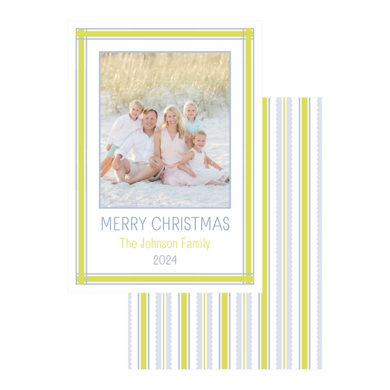 Green and Blue Outline Border Holiday Card