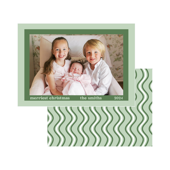 Simple Green Outline Holiday Card