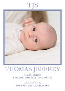  Blue Monogram Baby Announcement
