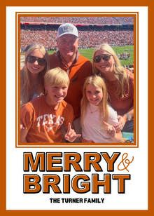  Burnt Orange Merry and Bright Longhorn Card
