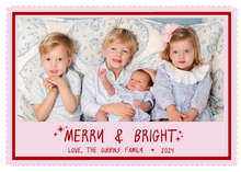  Pink and Red Merry and Bright Holiday Card