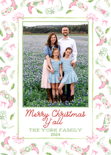  Pink Cowboy Boots Holiday Card