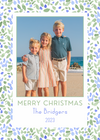 Blue Watercolor Floral Holiday Card