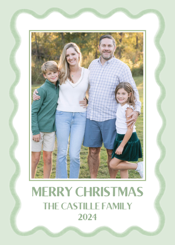 Green Squiggle Border Holiday Card