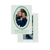 Green stripe oval frame holiday card