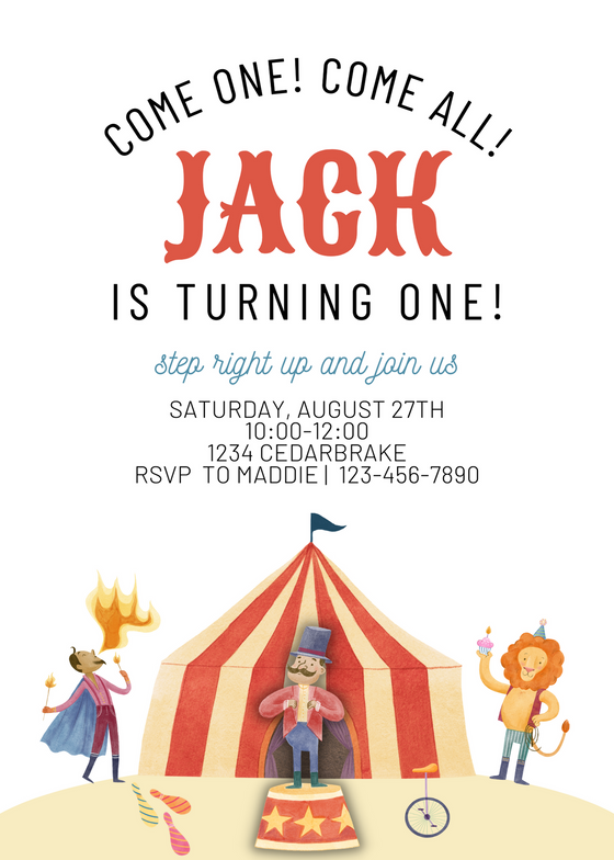 Carus Invitations Circus Invitation – Scribbled Designs