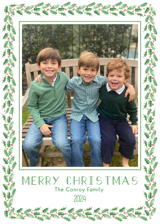 Holly Border Holiday Card