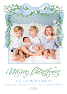  Light Blue Garland Holiday Card