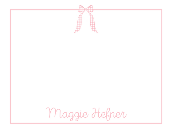 Pink Gingham Bow Stationery