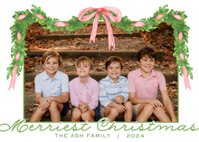  Horizontal Red Stripe Garland Holiday Card