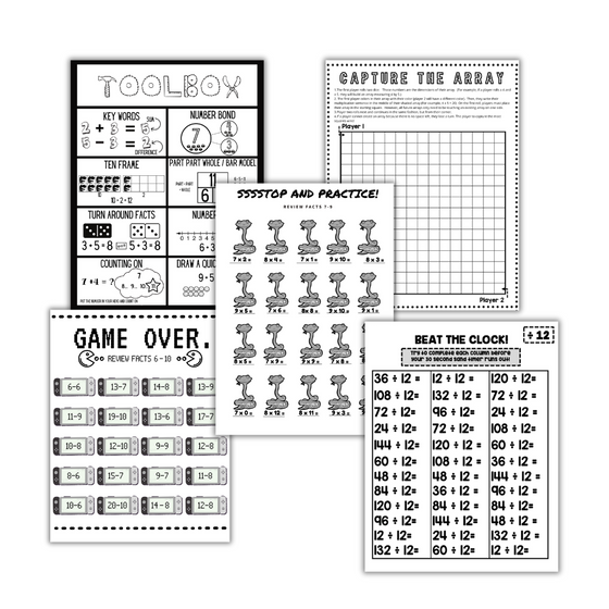 Multiplication & Division Math Binder - For Girls