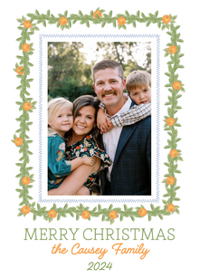  Orange Garland Border Holiday Card
