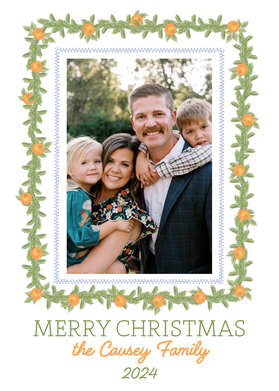 Orange Garland Border Holiday Card