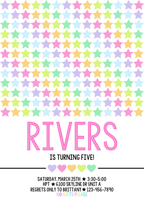Rainbow Stars Invitation