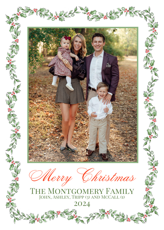 Holly Garland Christmas Card