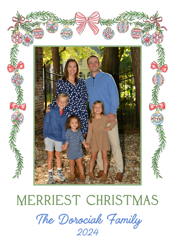Garland with Ornaments Holiday Card